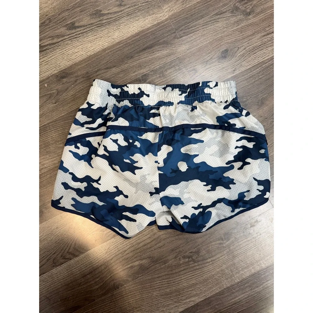 Athletic Works Womens Blue Camo Running Shorts Elastic Waist Inner Liner Small